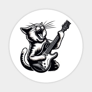 Cat Playing Guitar Magnet